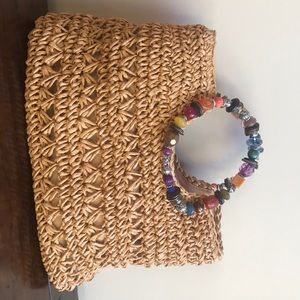 Cappella Straw bag with round beaded handles